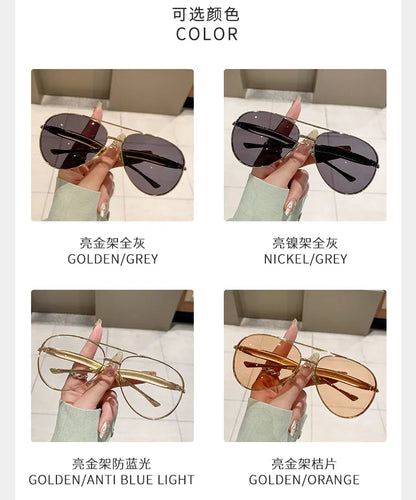 Oval Oversized Sunglasses Women Trendy Vintage Luxury Fashion Glasses