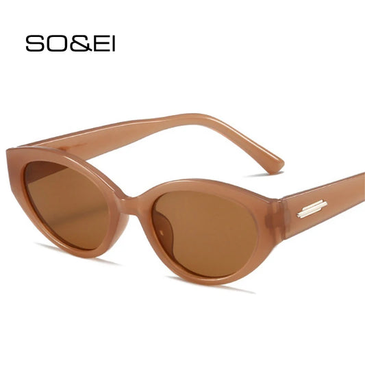 SO&EI Fashion Cat Eye Jelly Color Sunglasses Women Vintage Rivets Men Trending Sun Glasses Shades UV400
