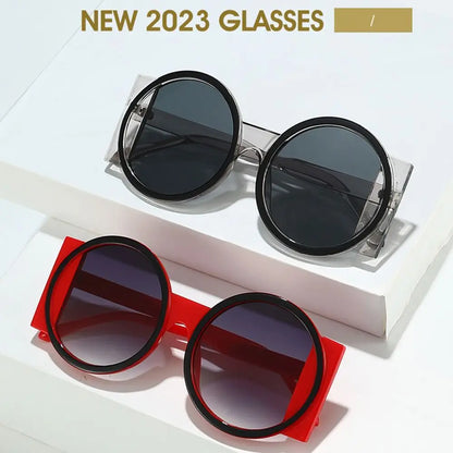Fashion Oversized Round Sunglasses Women Contrast Color Shades UV400 Retro Unique Men Trending Gradient