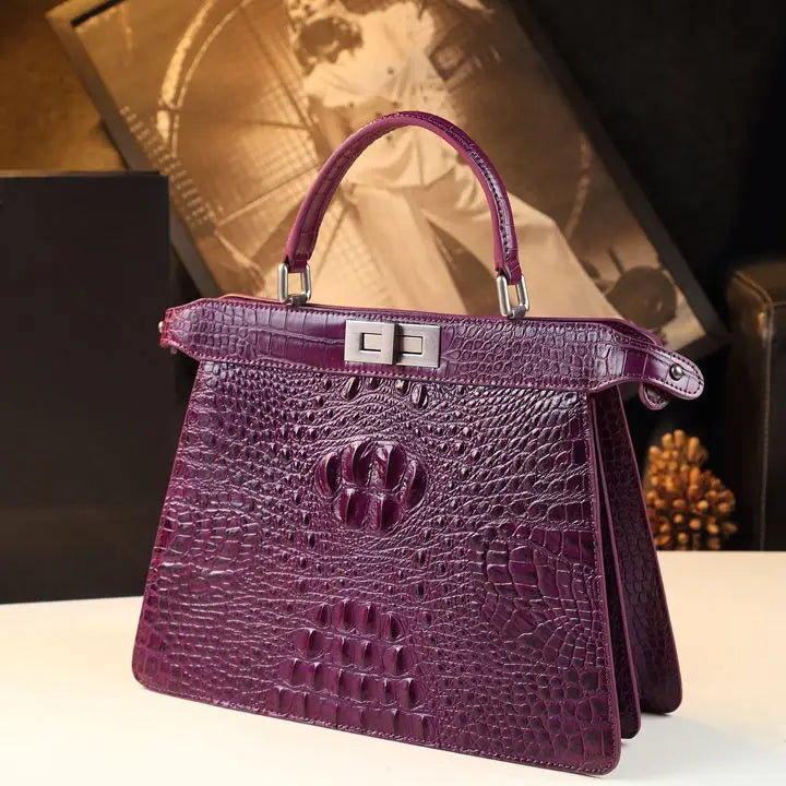 Genuine Leather Handbags Alligator Print