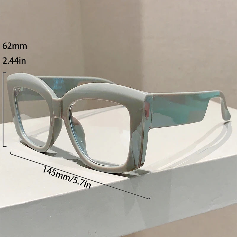 KAMMPT Oversized Square Eyeglasses Frames 2024 New in Vintage Non-prescription Women Eyewear Trendy Fashion Designer Spectacles