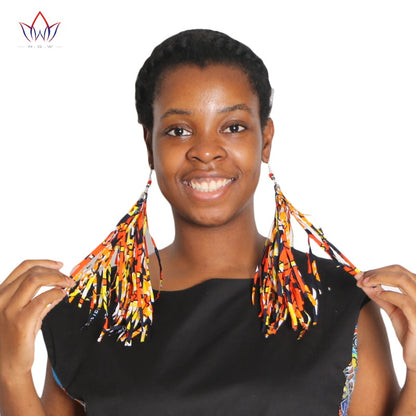 Fabric Handmade Earrings With Tassel Boho Long Earrings African