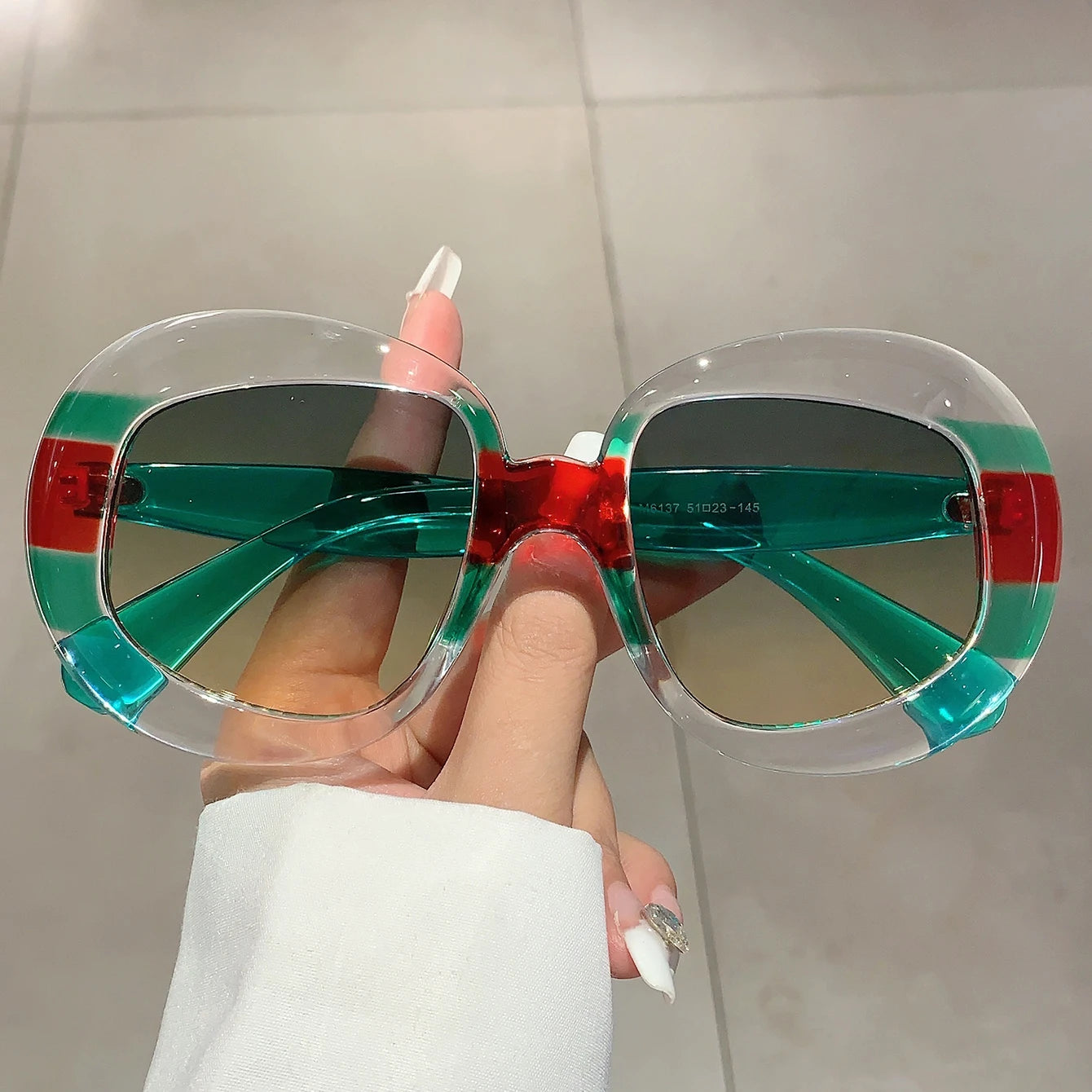 Oversized Candy Stripe Fashion Sunglasses