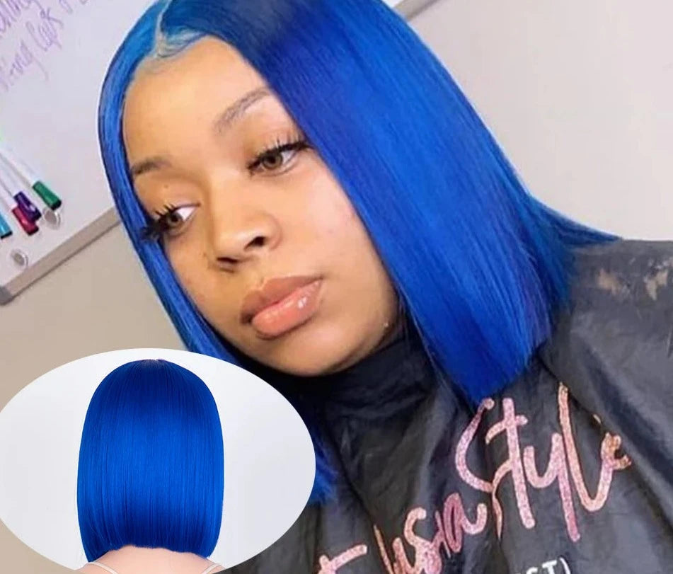 Bella Blue Bob Lace Wig Synthetic Lace Wigs For Female High Quality