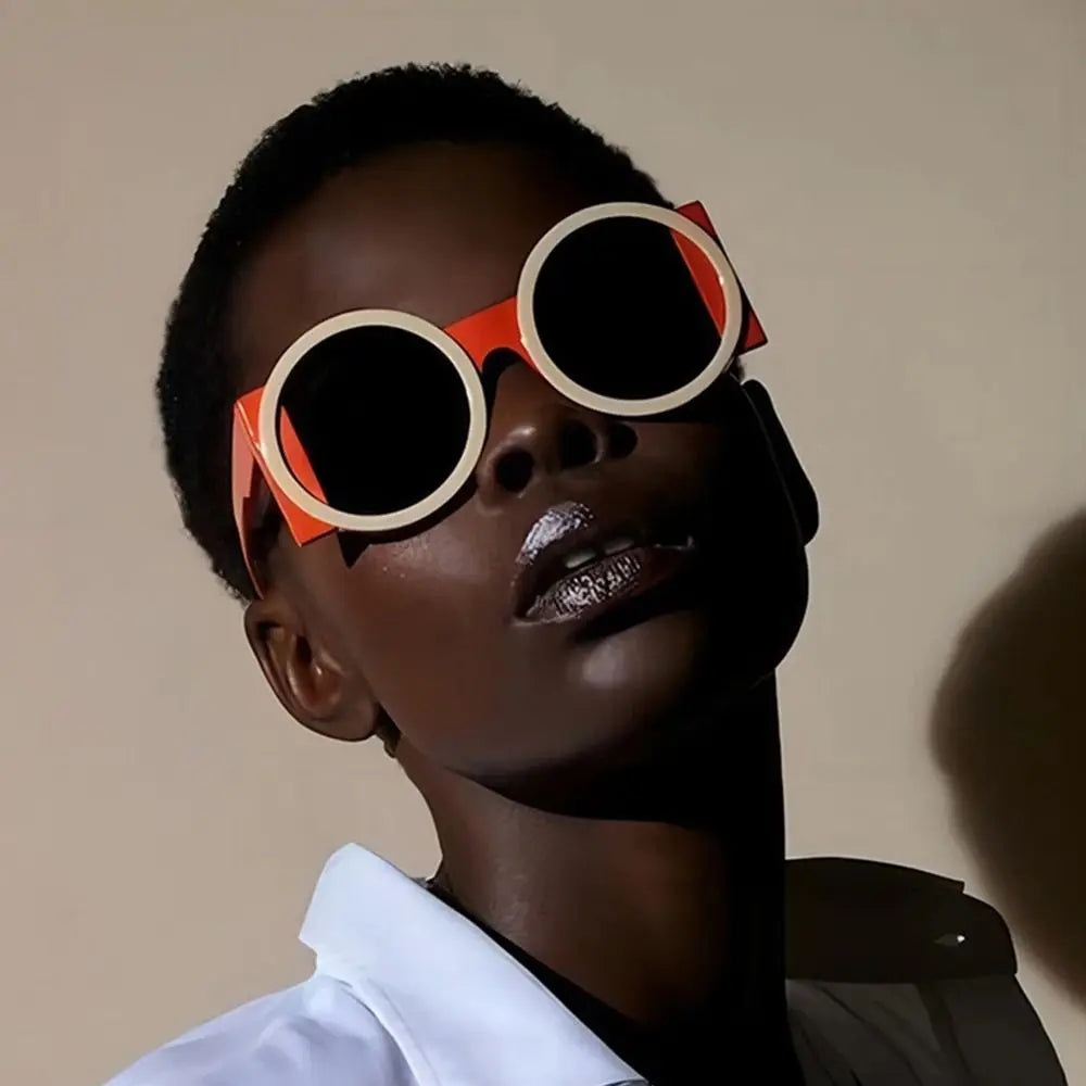 Fashion Oversized Round Sunglasses Women Contrast Color Shades UV400 Retro Unique Men Trending Gradient