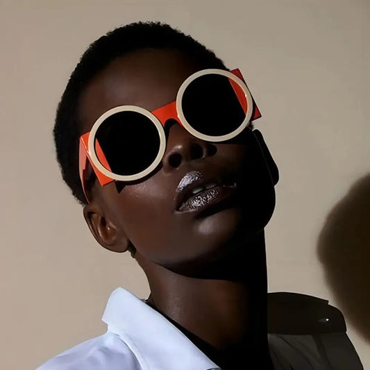 Fashion Oversized Round Sunglasses Women Contrast Color Shades UV400 Retro Unique Men Trending Gradient