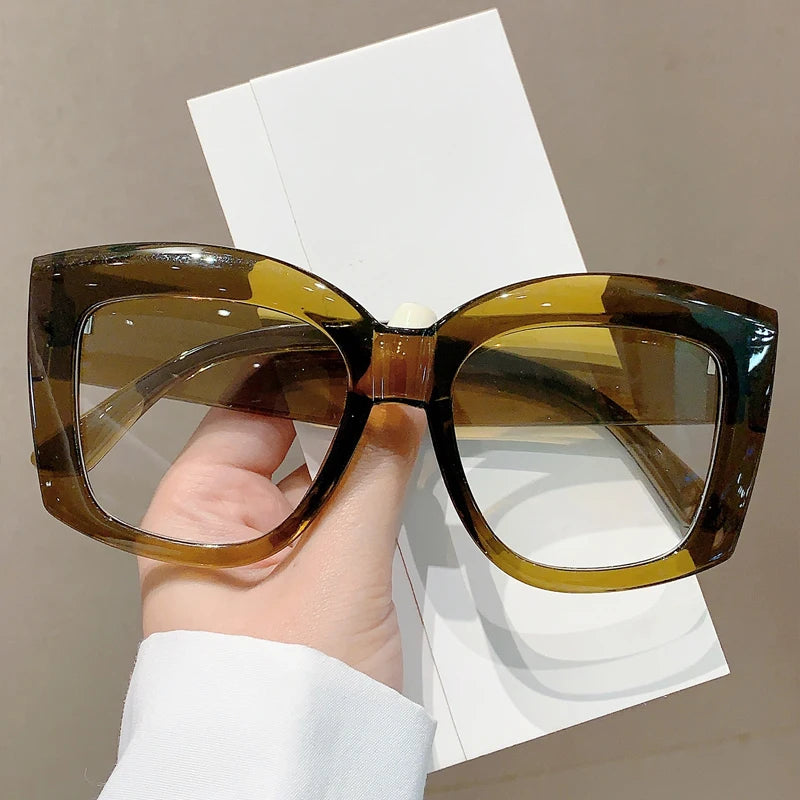 KAMMPT Oversized Square Eyeglasses Frames 2024 New in Vintage Non-prescription Women Eyewear Trendy Fashion Designer Spectacles