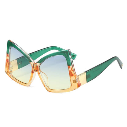 Irregular Square Sunglasses Double Color Frame Cat Eye