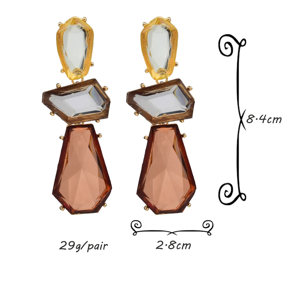 Vintage Resin Drop Earrings For Women Acrylic Earrings For Girls Trendy Geometric Korean Jewelry Wholesale