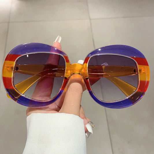 Oversized Candy Stripe Fashion Sunglasses