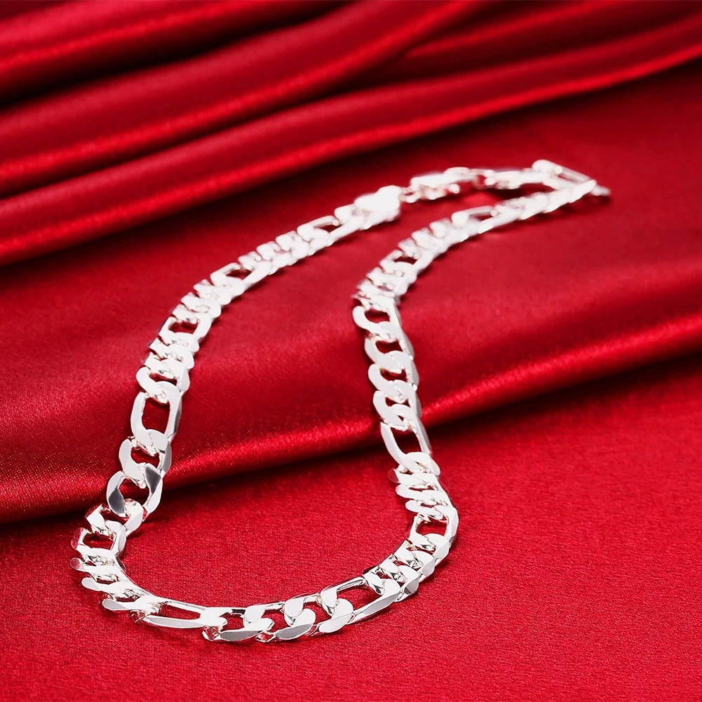 New Fine 925 Sterling silver classic 10MM geometry Chain bracelets neckalces fashion noble jewelry set for man women gifts