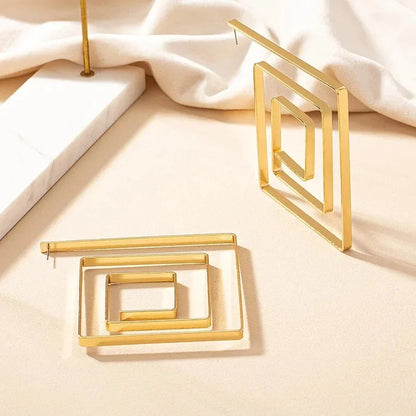 Exaggerated Geometric Quadrilateral Earrings