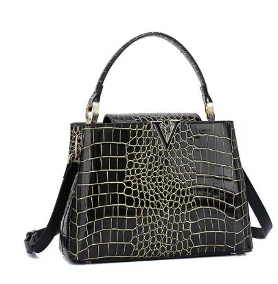 Leather Women Handbags Crocodile Pattern Letter V Tote Bag Luxury Fashion Shoulder Crossbody Bag Large Capacity Shell Bags