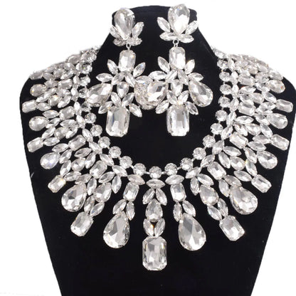 Super Shiny Glass Necklace& Earring Set