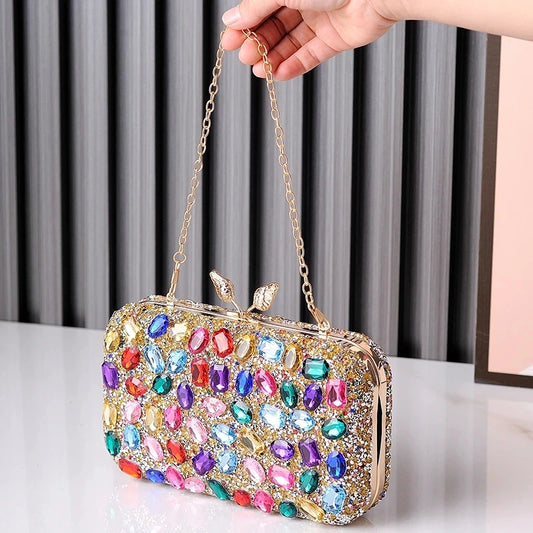 Colorful Handbag Crossbody Jewel Diamond Clutch