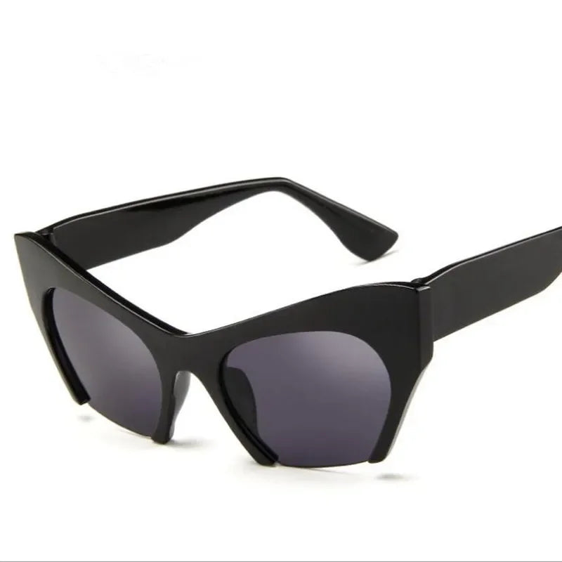 Sexy Cat Eye Glasses Half Frame Spcial Sunglasses Women Vintage Red Black Sunglasses Transparent Shades Ladies UV400