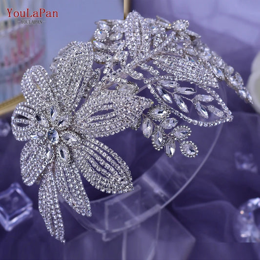 Rhinestone Flowers Hairpiece Crystal Leaves Hair Accessories