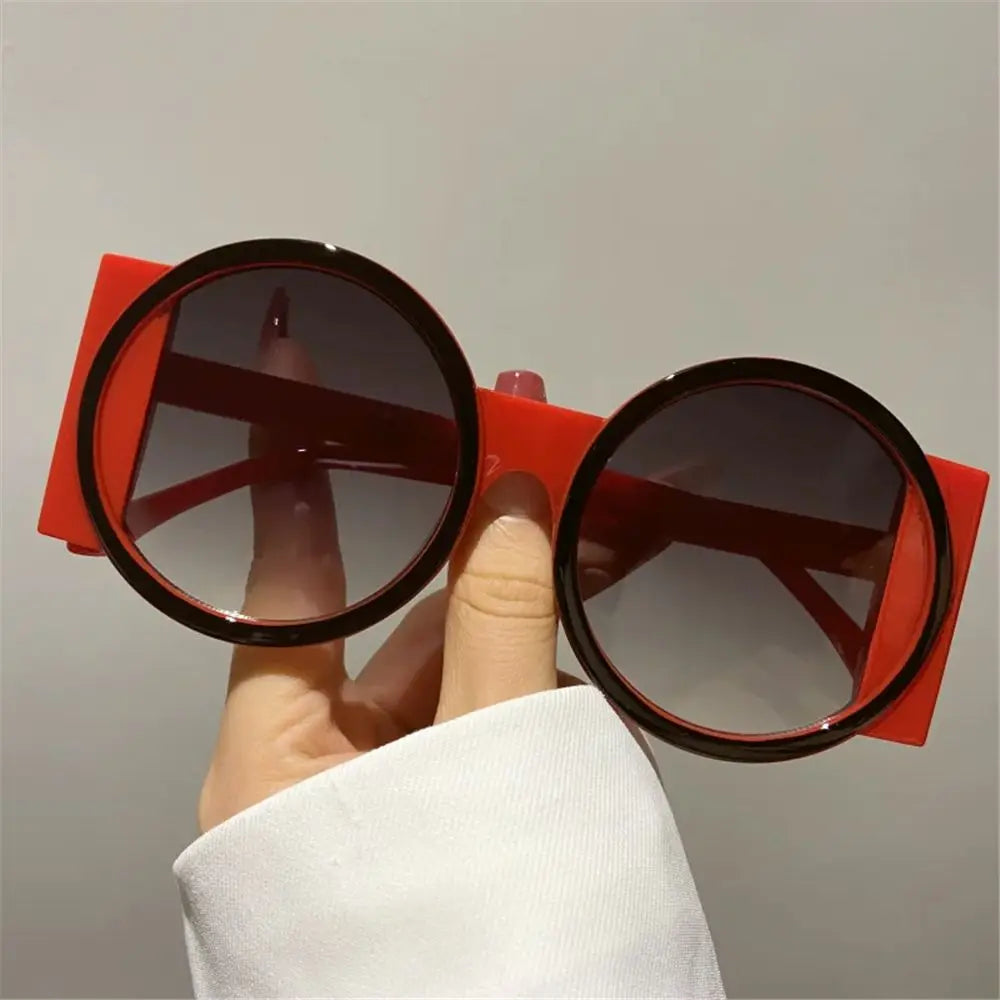 Fashion Oversized Round Sunglasses Women Contrast Color Shades UV400 Retro Unique Men Trending Gradient