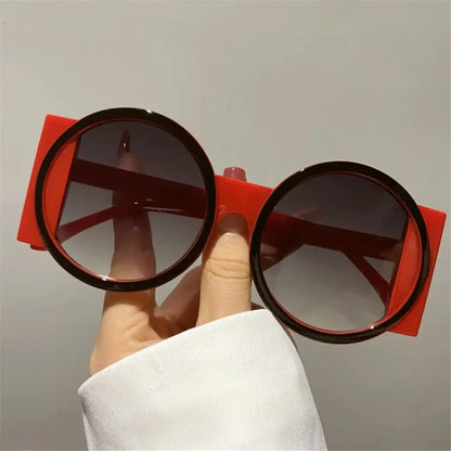 Fashion Oversized Round Sunglasses Women Contrast Color Shades UV400 Retro Unique Men Trending Gradient