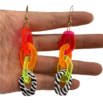 Trendy Color Chain Buckle Acrylic Drop Earrings