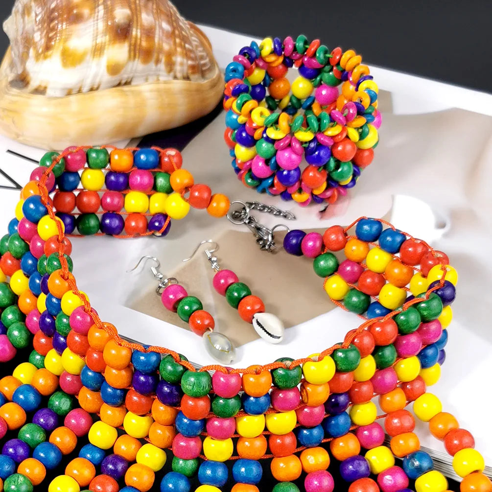 Bohemian Multicolor Woods Fashion Jewelry Sets