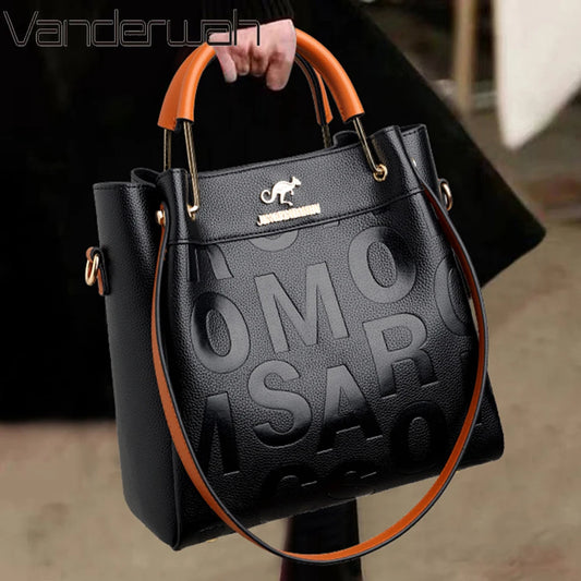 3 Layers Luxury Handbags Ladies Bags Designer Letters Women's PU Leather Hand Shopping Bags Female Shoulder Crossbody Sac A Main