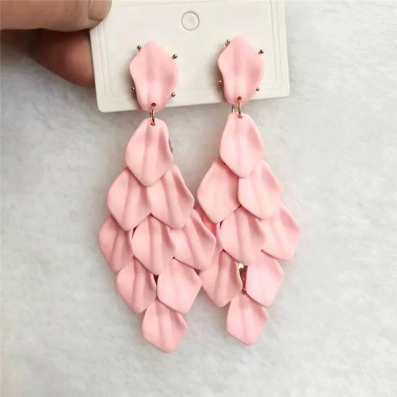 15 Colors Acrylic Petal Earrings For Women Handmade Design