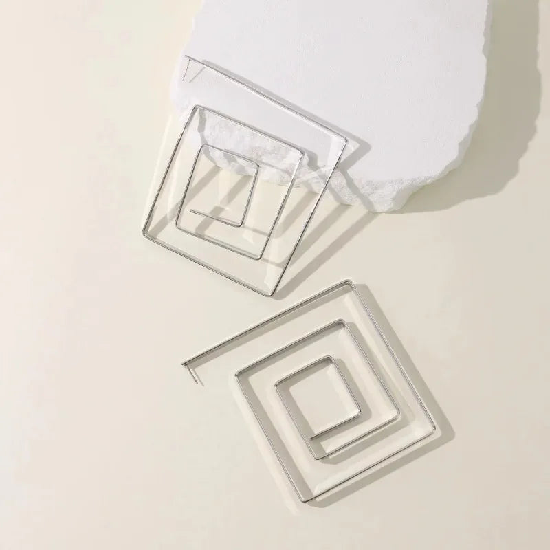 Exaggerated Geometric Quadrilateral Earrings