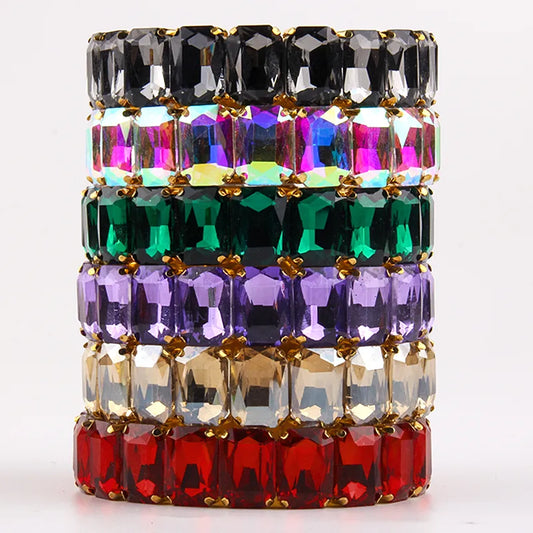 Fashion Bohemian Jewelry Bracelet Elasticity Rectangle Crystal Bracelets Gift