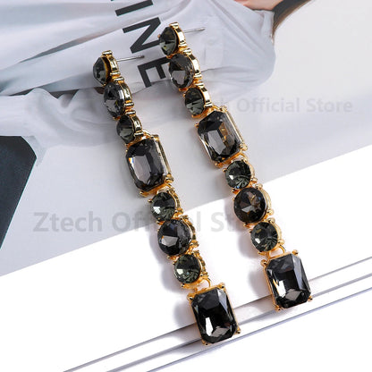 Elegant Vintage Long Hanging Earrings For Women Luxury Colorful Glass Decor