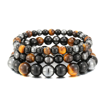 Natural Black Obsidian Hematite Tiger Eye Beads Bracelets Men for Magnetic Health Protection  Soul Jewelry Pulsera Hombre
