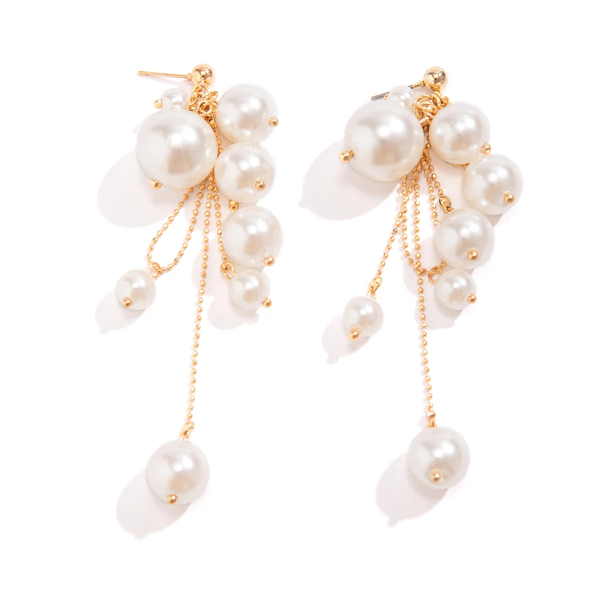 Elegant Pearl Long Tassel Drop Earrings