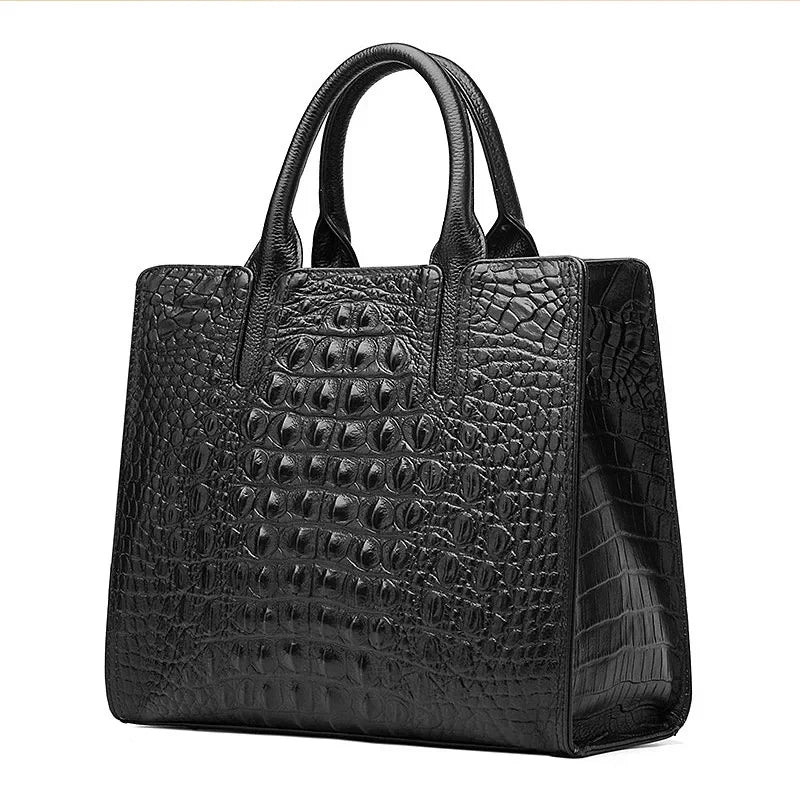 Genuine Leather Large Capacity Tote Bag Crocodile Pattern