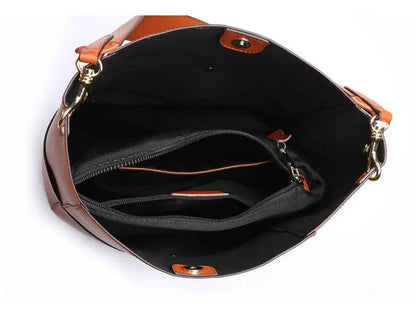 Vintage Genuine Leather Bucket Shoulder Bag