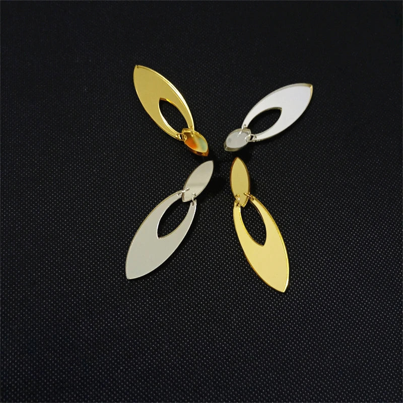 Mirror Acrylic Simple Water Geometric Silver or Gold Drop Earrings