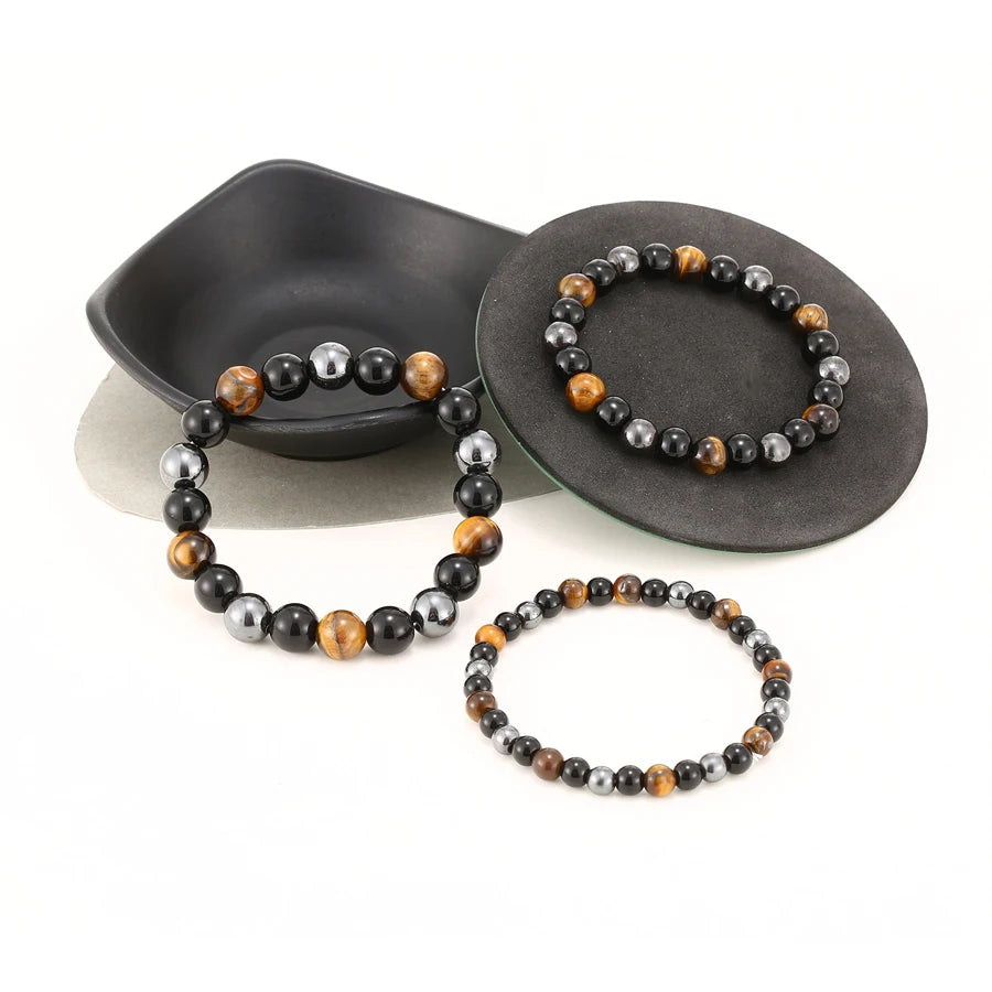 Natural Black Obsidian Hematite Tiger Eye Beads Bracelets Men for Magnetic Health Protection  Soul Jewelry Pulsera Hombre