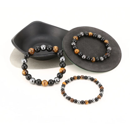 Natural Black Obsidian Hematite Tiger Eye Beads Bracelets Men for Magnetic Health Protection  Soul Jewelry Pulsera Hombre