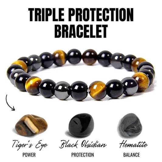 Natural Black Obsidian Hematite Tiger Eye Beads Bracelets Men for Magnetic Health Protection  Soul Jewelry Pulsera Hombre