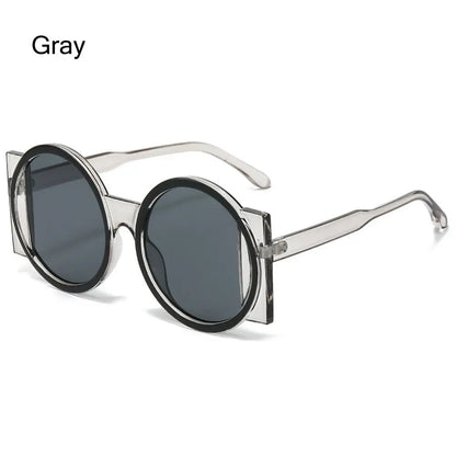 Fashion Oversized Round Sunglasses Women Contrast Color Shades UV400 Retro Unique Men Trending Gradient