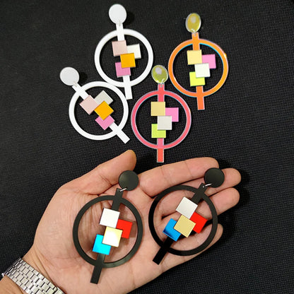 Mirror Acrylic Mosaic Geometric Earrings