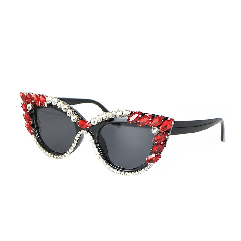 Fashion Rhinestone Sunglasses For Women Cat Eye Spectacle Frame Multicolor Suitable Variety Girl UV Protection Glasses