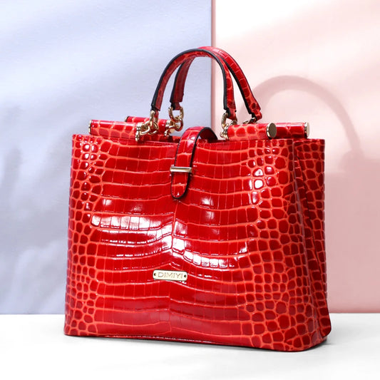 Luxury Brand Bag High Quality Crocodile Embossed Famous Designer Leather Handbag Large Capacity Single Shoulder Crossbody Bag