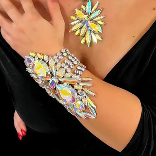 Exaggerated Bracelet for Women Girl Charm Y2k Rhinestone Club Dance Fashion 2024 Queen Party Jewelry Gift Decorations Party Gift