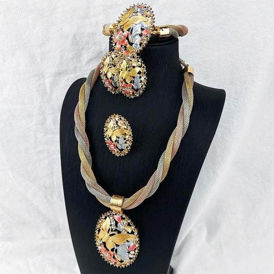 Fashion African Nigerian Dubai Gold Color Jewelry Sets