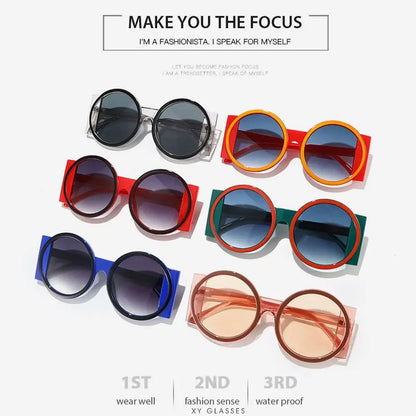 Fashion Oversized Round Sunglasses Women Contrast Color Shades UV400 Retro Unique Men Trending Gradient