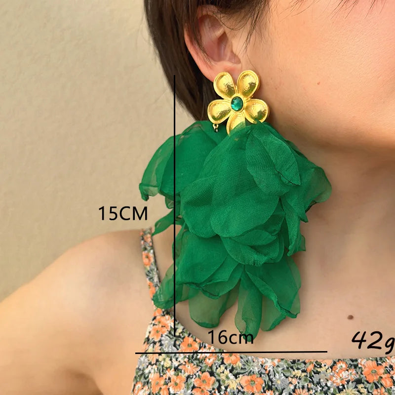 Temperament Handmade Cotton Woman Long Tassel Earrings