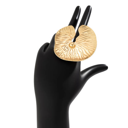 Exaggerated Metal Big Lotus Leaf Midi FInger Rings