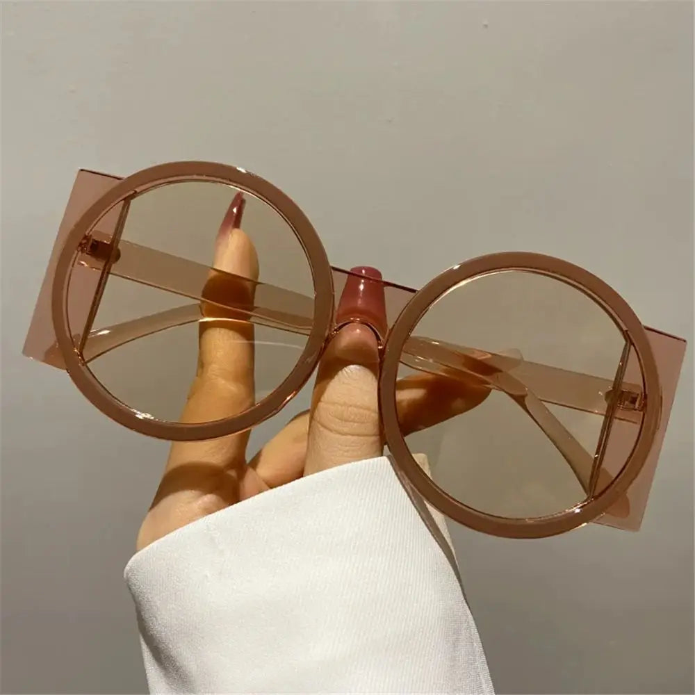 Fashion Oversized Round Sunglasses Women Contrast Color Shades UV400 Retro Unique Men Trending Gradient