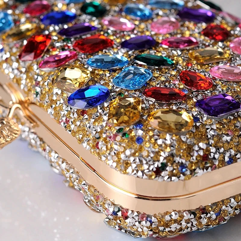 Colorful Handbag Crossbody Jewel Diamond Clutch