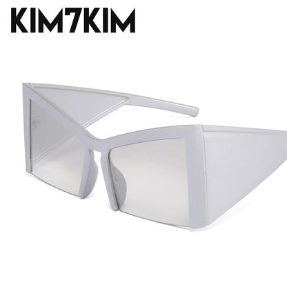 Oversized Cat Eye Sunglasses Women 2024 Trends Punk Semi Rimless Sun Glasses For Men Y2k Streetwear Shades Eyewear Gafas De Sol